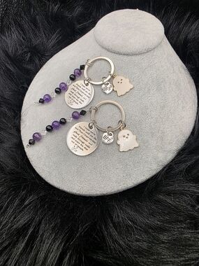 BFF Ghost Beaded Keychain Set - Purple and Black